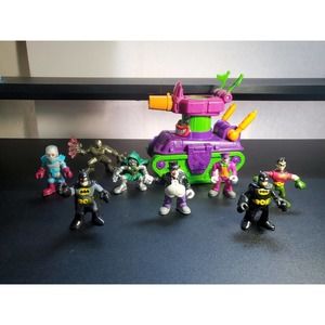 Imaginext DC/ Marvel Super Hero Friends Villains Lot of 8 figures + Jokers Tank